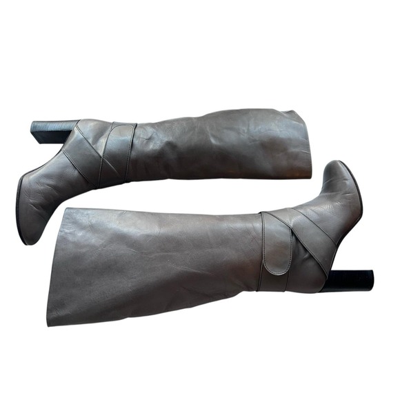 Tibi Shoes - TIBI Tall Taupe Gray Brown Italy Buttery Soft Leather Boot 8 Ankle Harness Boho